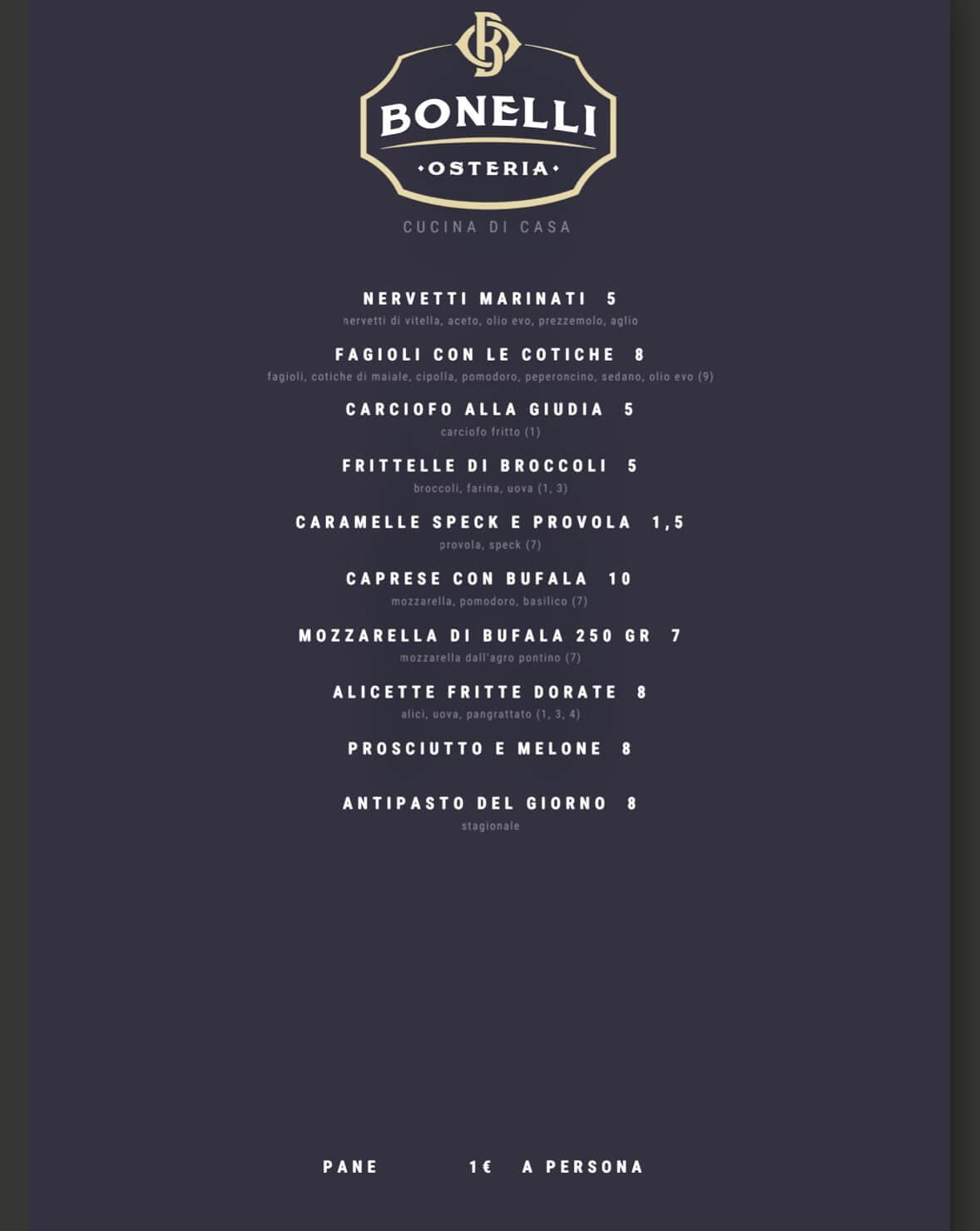 Osteria Bonelli - photos du menu - 4 Osteria Bonelli - photos du menu - 4