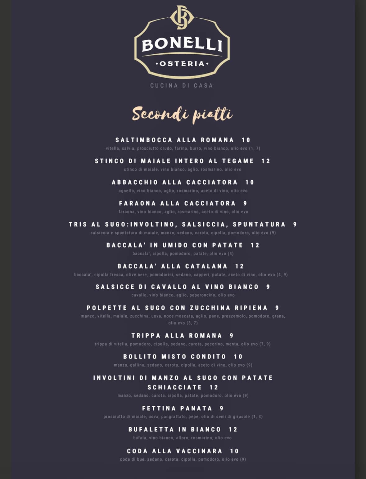 Osteria Bonelli - photos du menu - 8 Osteria Bonelli - photos du menu - 8