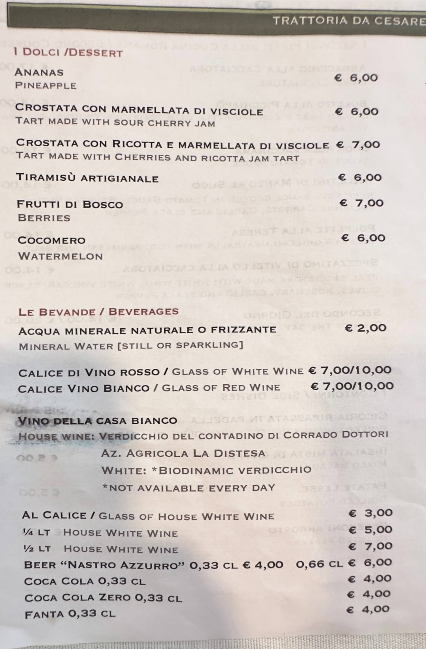 Cesare al Pellegrino - menu photos - 1 Cesare al Pellegrino - menu photos - 1