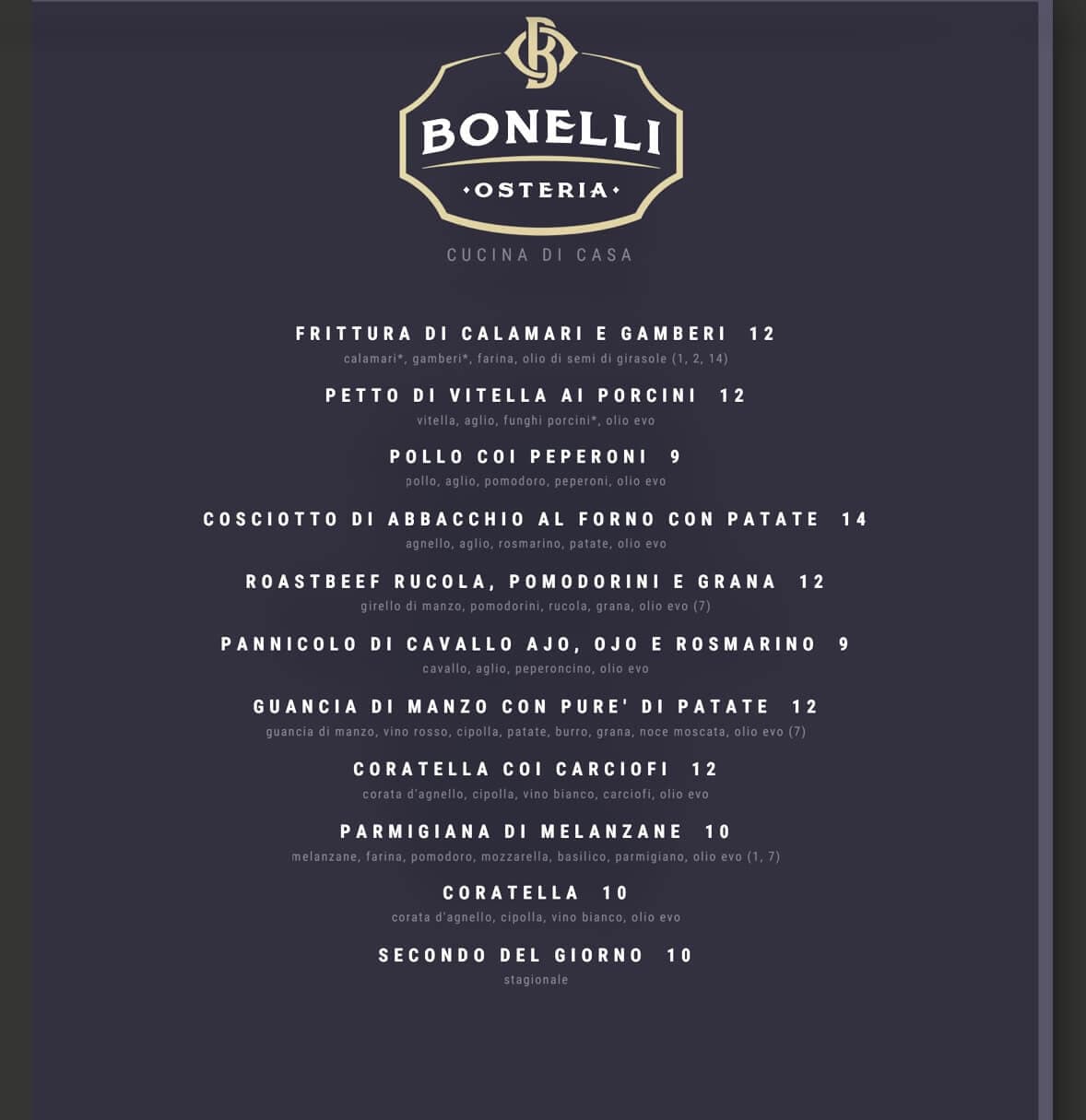 Osteria Bonelli - photos du menu - 3 Osteria Bonelli - photos du menu - 3