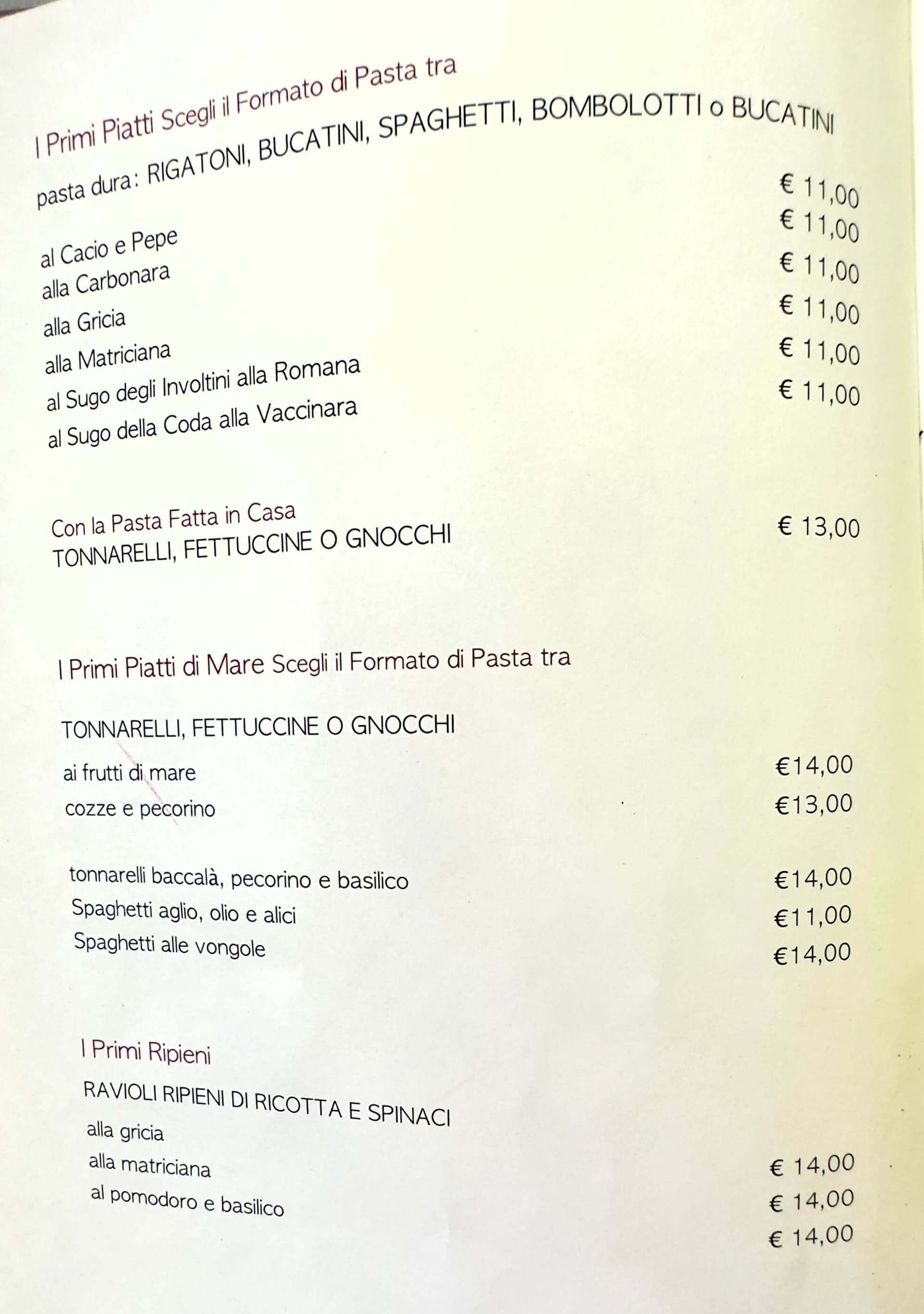 Da Cesare al Casaletto - menu photos - 1 Da Cesare al Casaletto - menu photos - 1