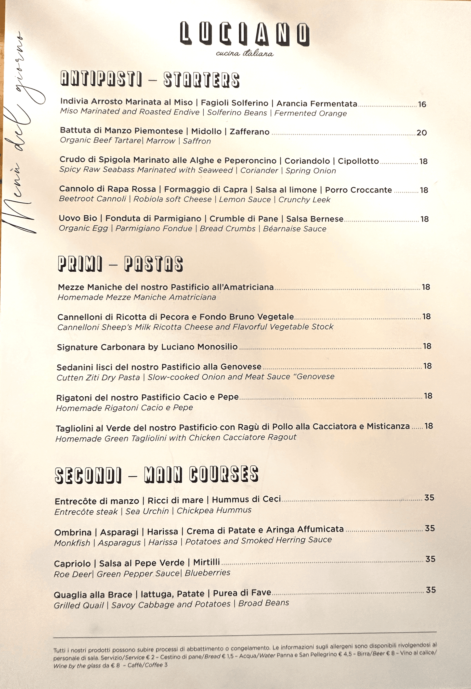 Luciano Cucina Italiana - foto menu - 1 Luciano Cucina Italiana - foto menu - 1