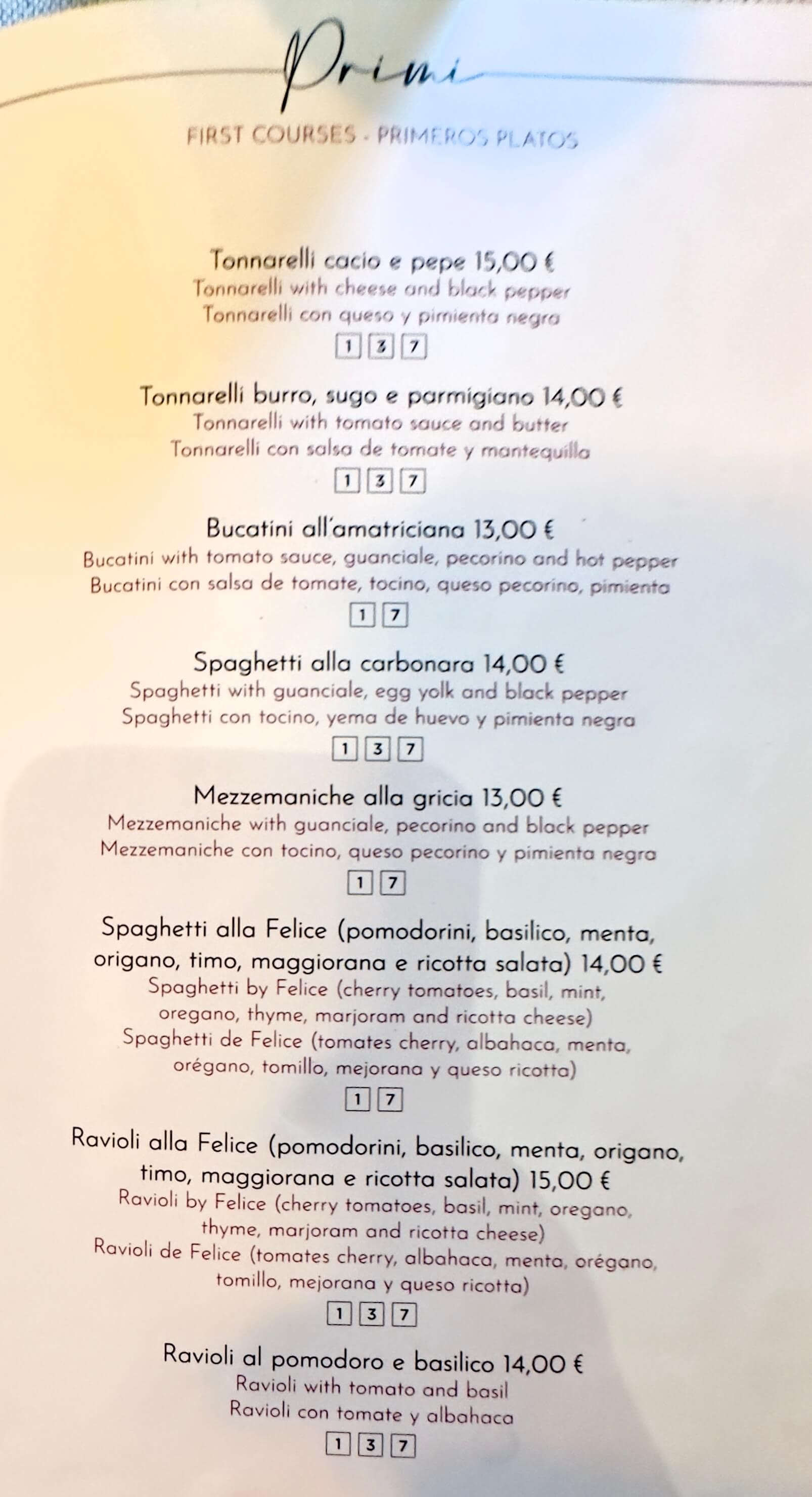 Felice a Testaccio - menu photos - 1 Felice a Testaccio - menu photos - 1