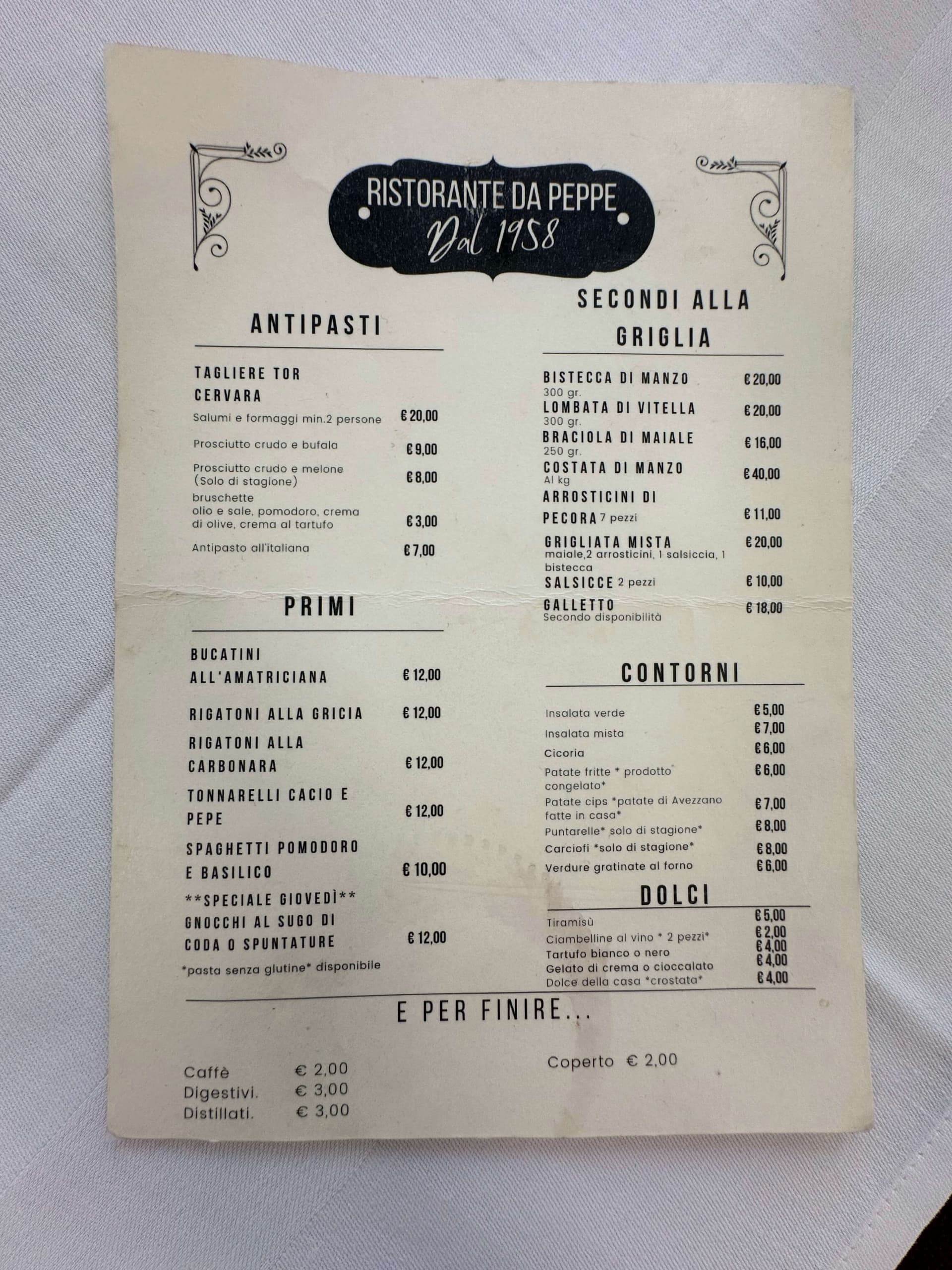 Da Peppe a Tor Cervara - foto menu - 1 Da Peppe a Tor Cervara - foto menu - 1