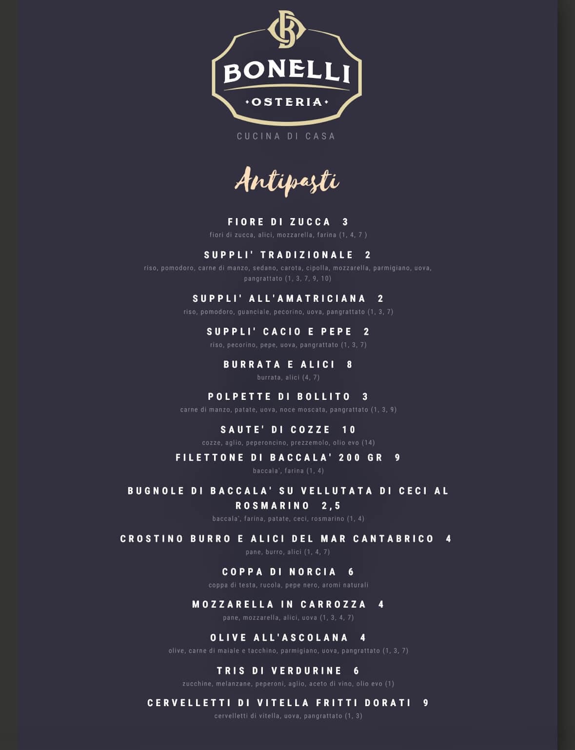 Osteria Bonelli - photos du menu - 7 Osteria Bonelli - photos du menu - 7