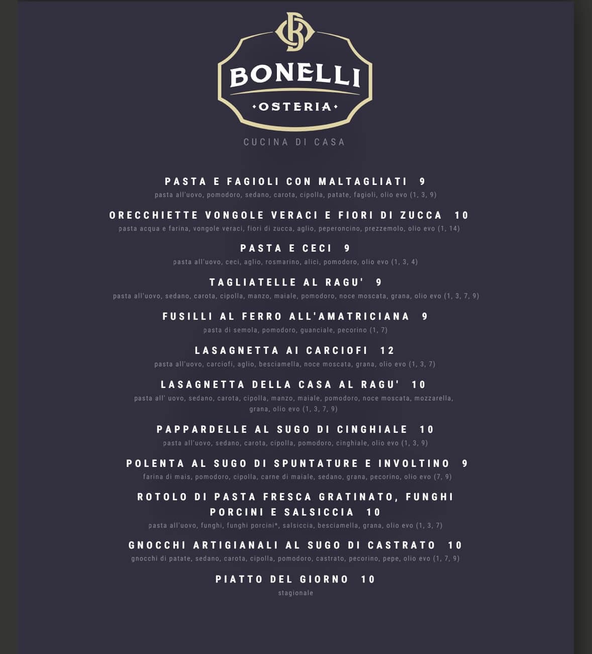 Osteria Bonelli - photos du menu - 2 Osteria Bonelli - photos du menu - 2