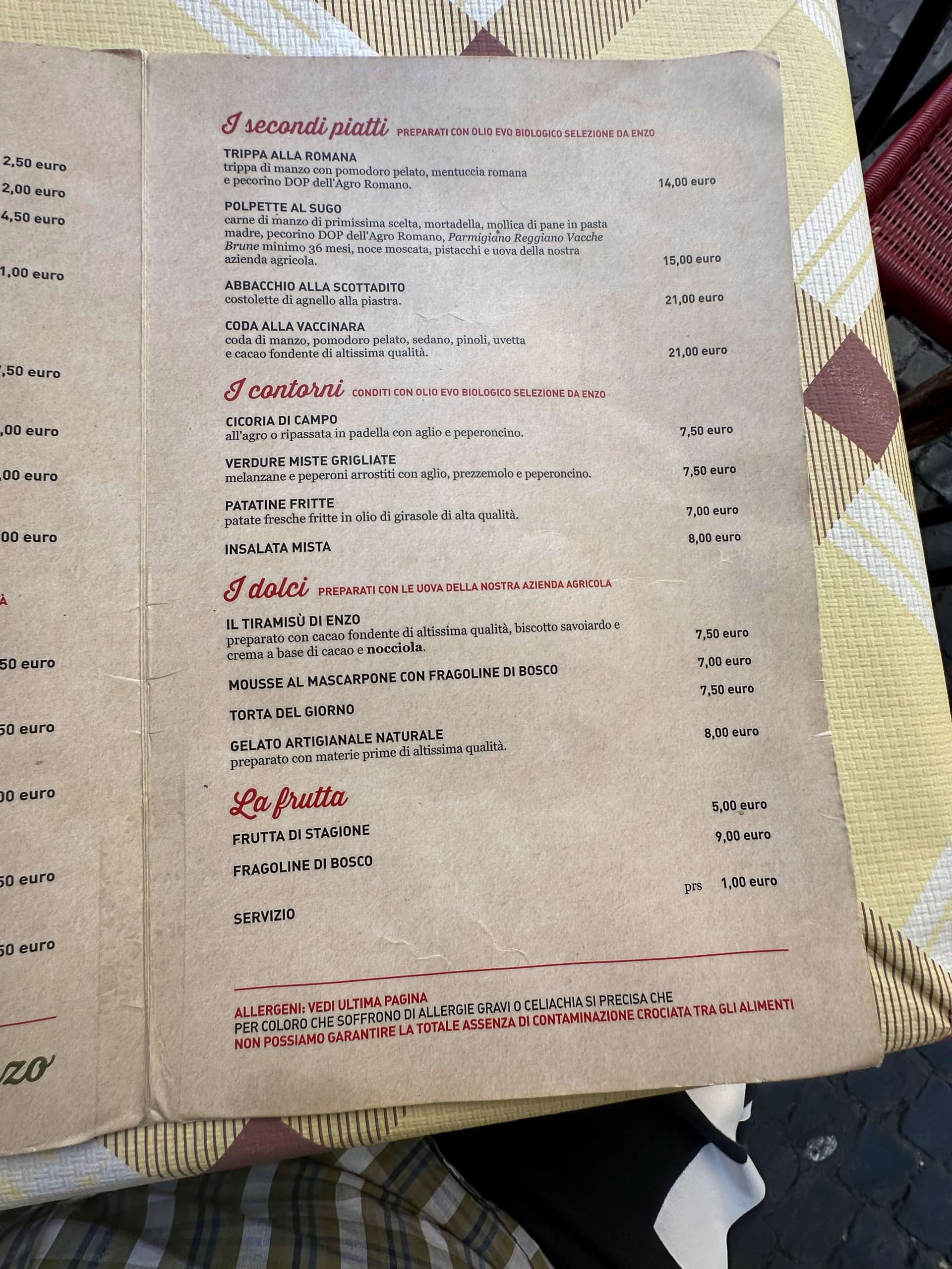 Trattoria Da Enzo al 29 - menu photos - 1 Trattoria Da Enzo al 29 - menu photos - 1